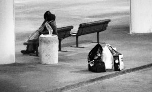 man alone on bench